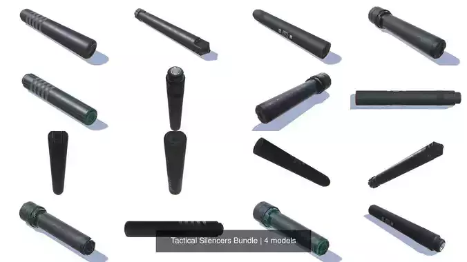 Tactical Silencers Bundle 3D Model Collection