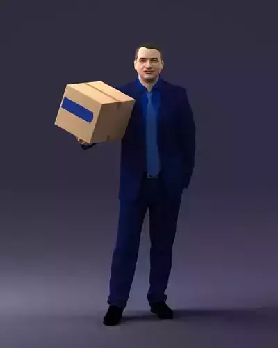 000274 Businessman Holding a Box 0627 3dp