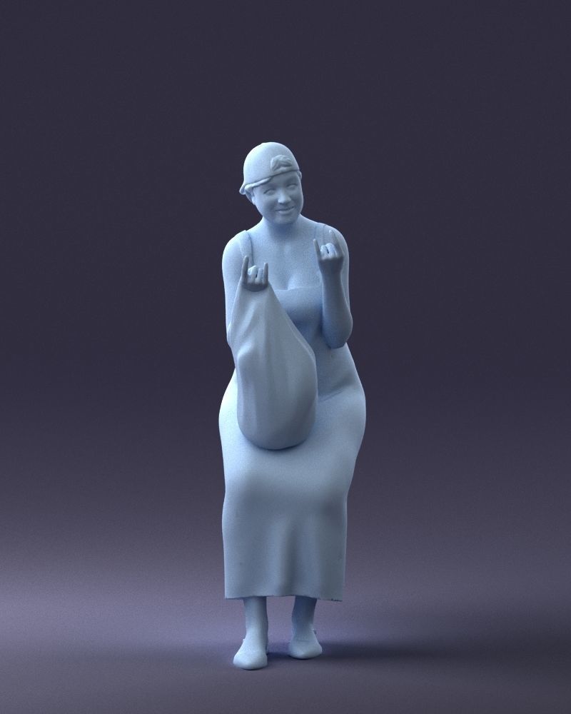 000178 Humorous Woman in Bright Dress 0905 3dp 3D print model_1