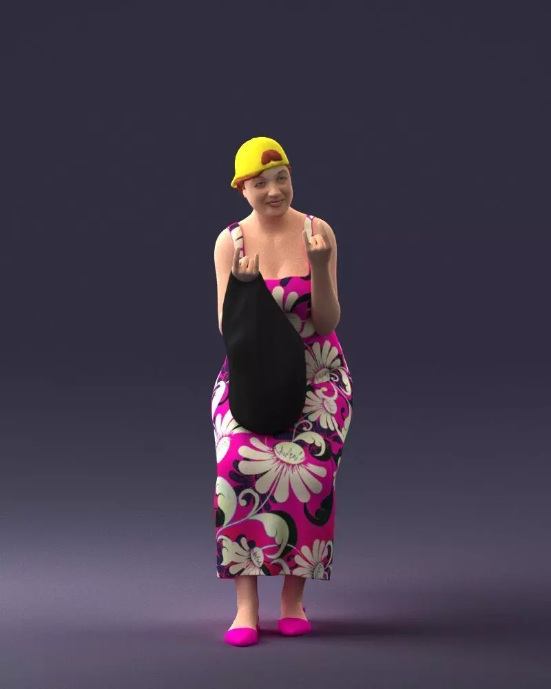 000178 Humorous Woman in Bright Dress 0905 3dp 3D print model_0