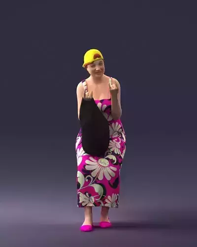 000178 Humorous Woman in Bright Dress 0905 3dp 3D print model 000178 Humorous Woman in Bright Dress 0905 3dp 3D print model