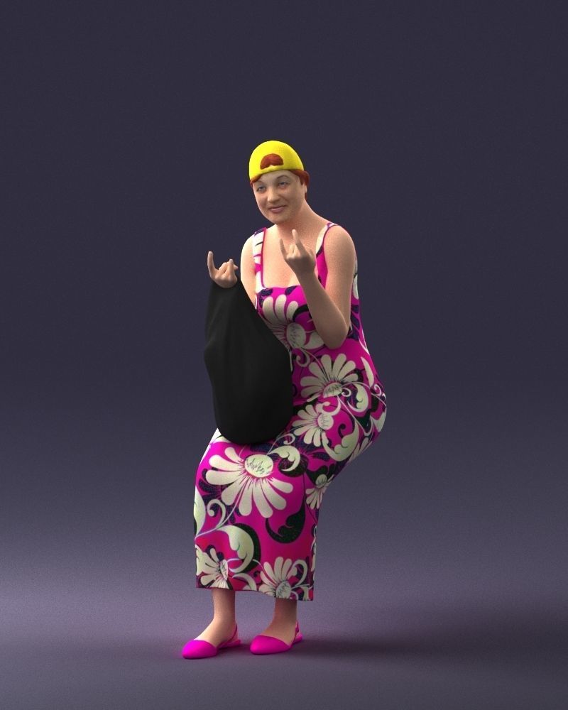 000178 Humorous Woman in Bright Dress 0905 3dp 3D print model_30