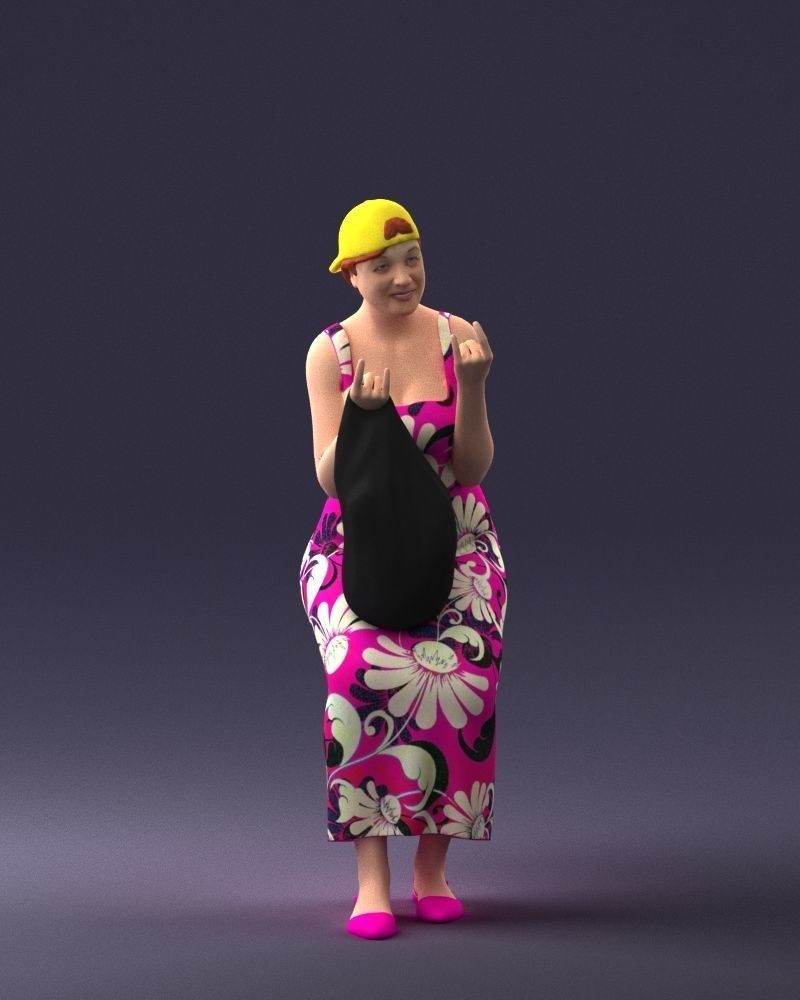 000178 Humorous Woman in Bright Dress 0905 3dp 3D print model_3