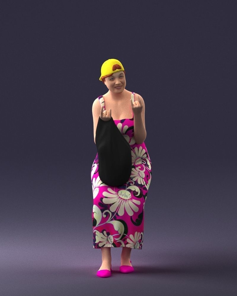 000178 Humorous Woman in Bright Dress 0905 3dp 3D print model_36