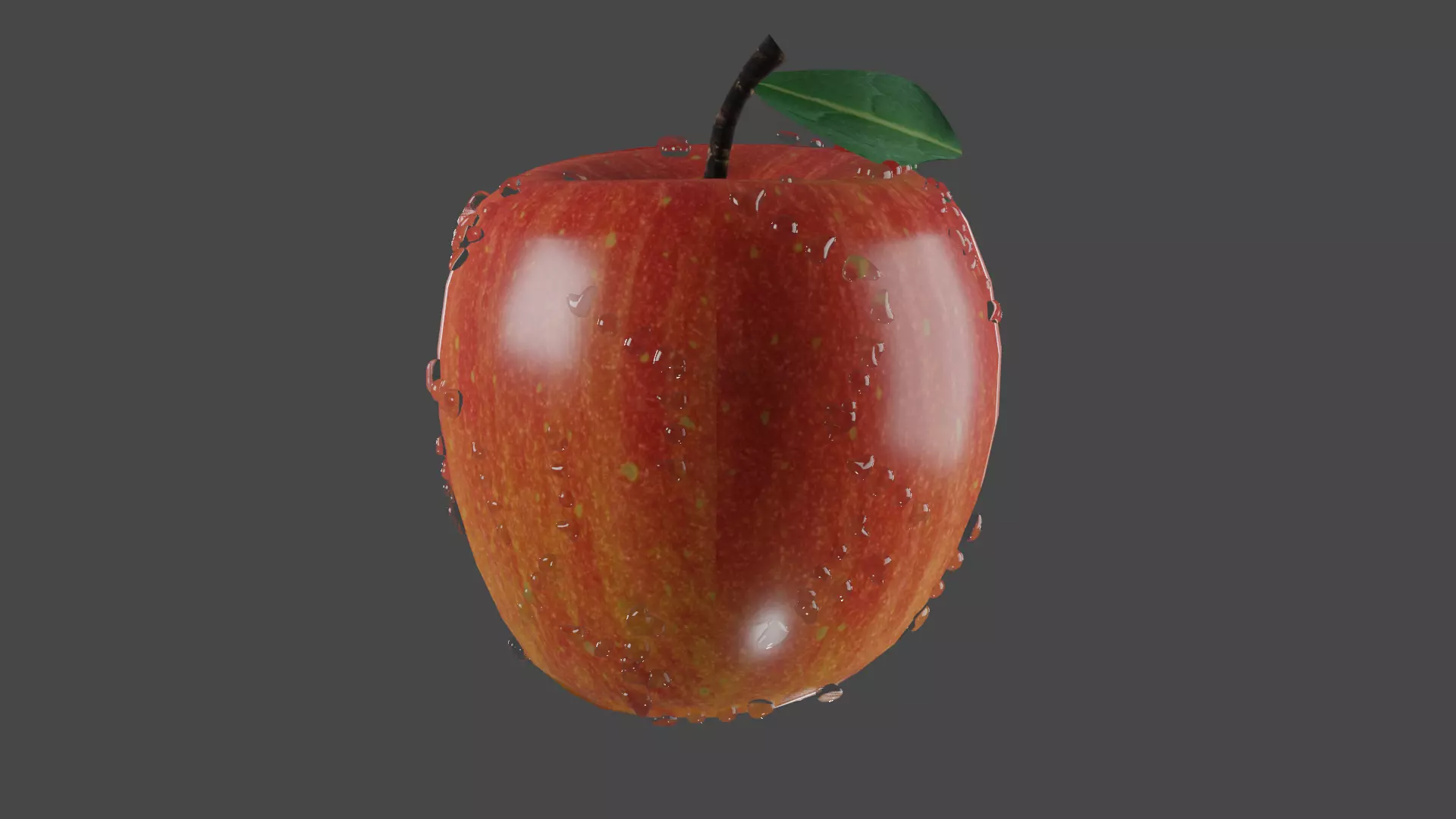 Apple with leaf Low-poly 3D model