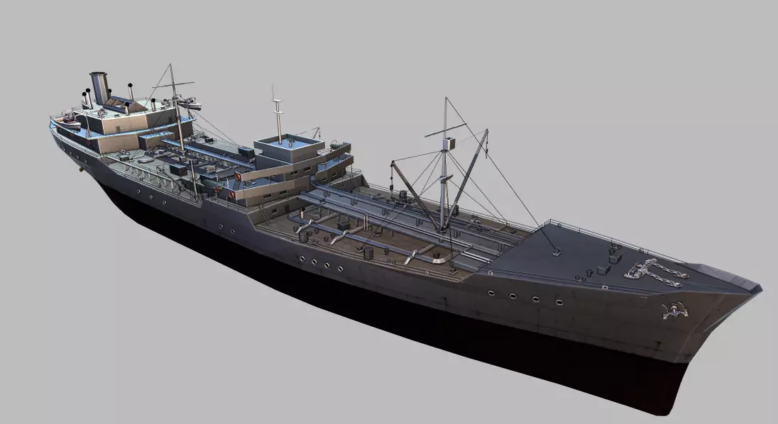 Merchant Ship Low-poly 3D model_0