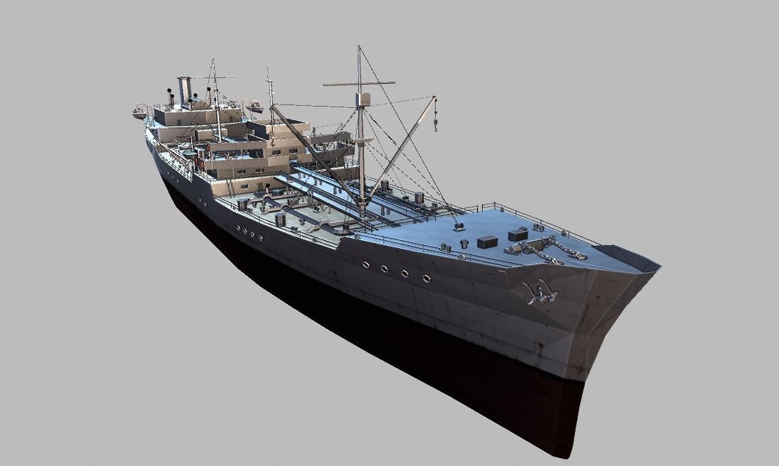 Merchant Ship Low-poly 3D model_12