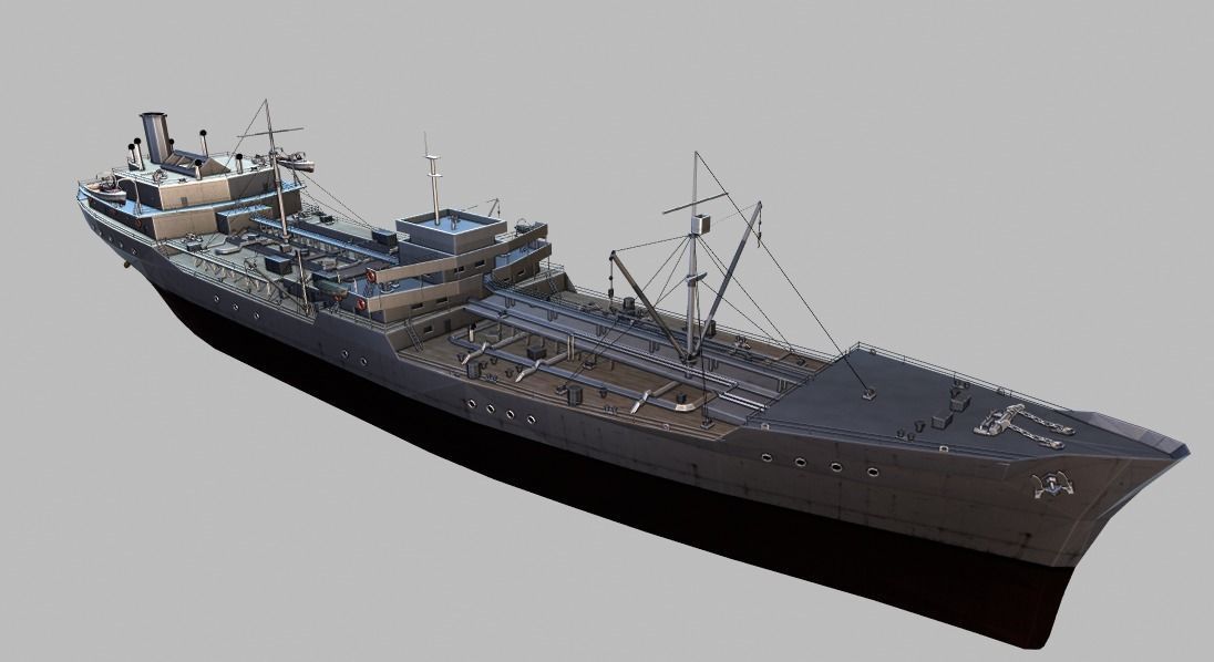 Merchant Ship Low-poly 3D model_10