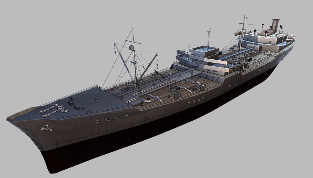 Merchant Ship Low-poly 3D model_6