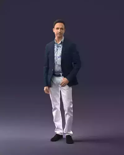 000368 Standing Man in Blue Jacket Realistic 3D Scan