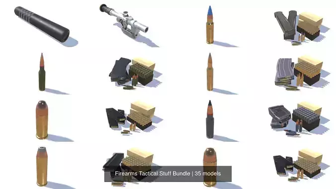 Firearms Tactical Stuff Bundle 3D Model Collection