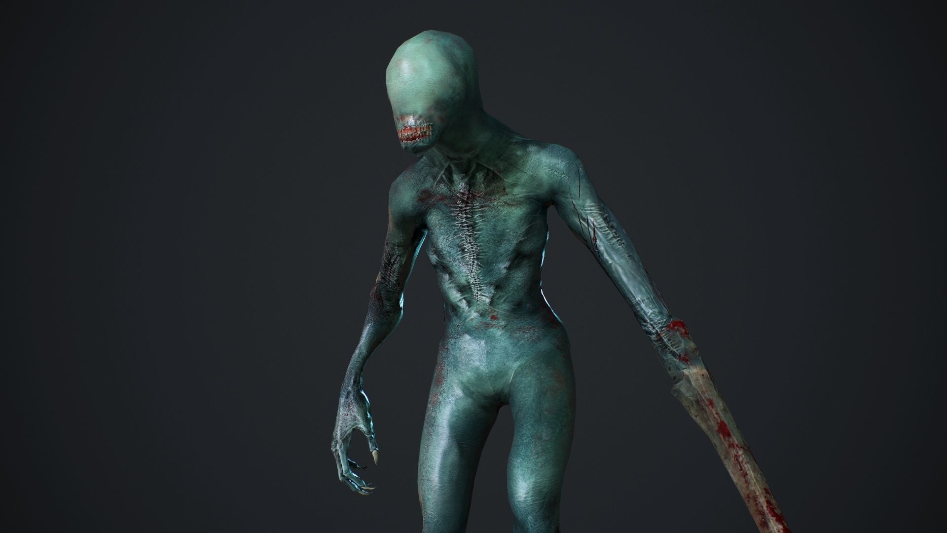 Mutant zombie Low-poly 3D model_21