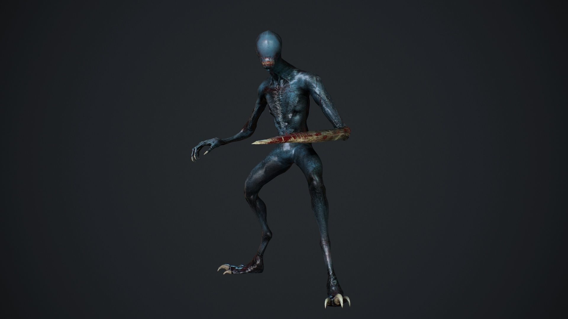 Mutant zombie Low-poly 3D model_25