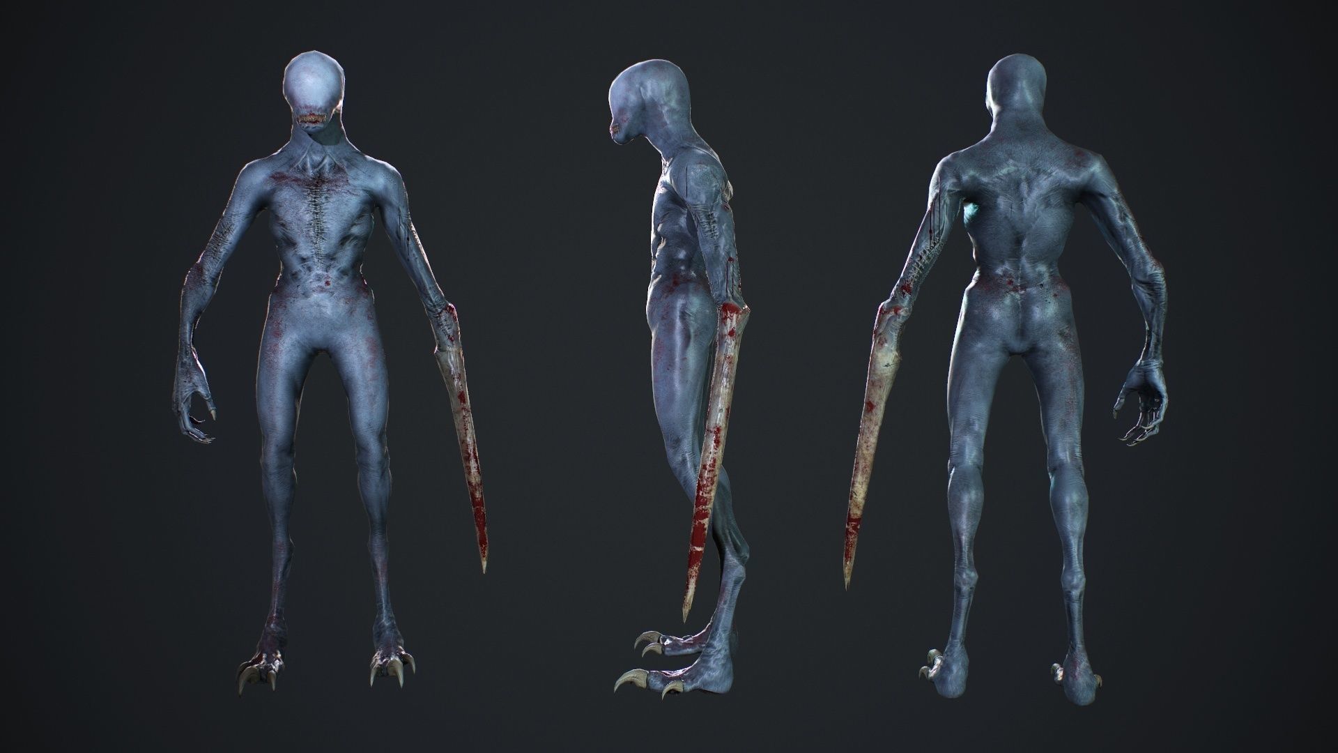 Mutant zombie Low-poly 3D model_5