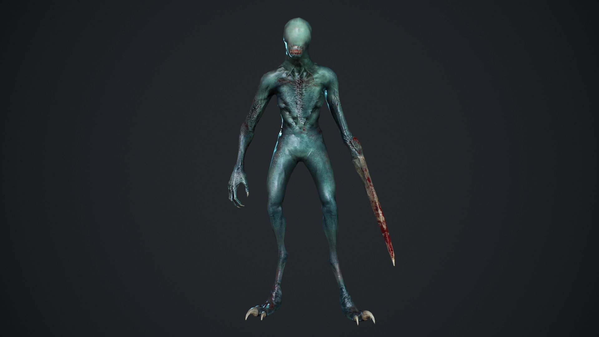 Mutant zombie Low-poly 3D model_20