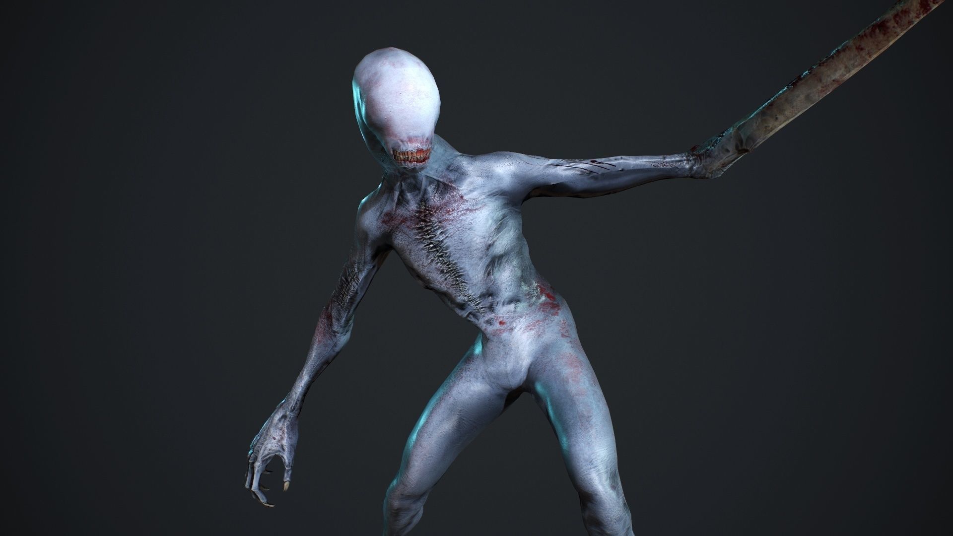 Mutant zombie Low-poly 3D model_13