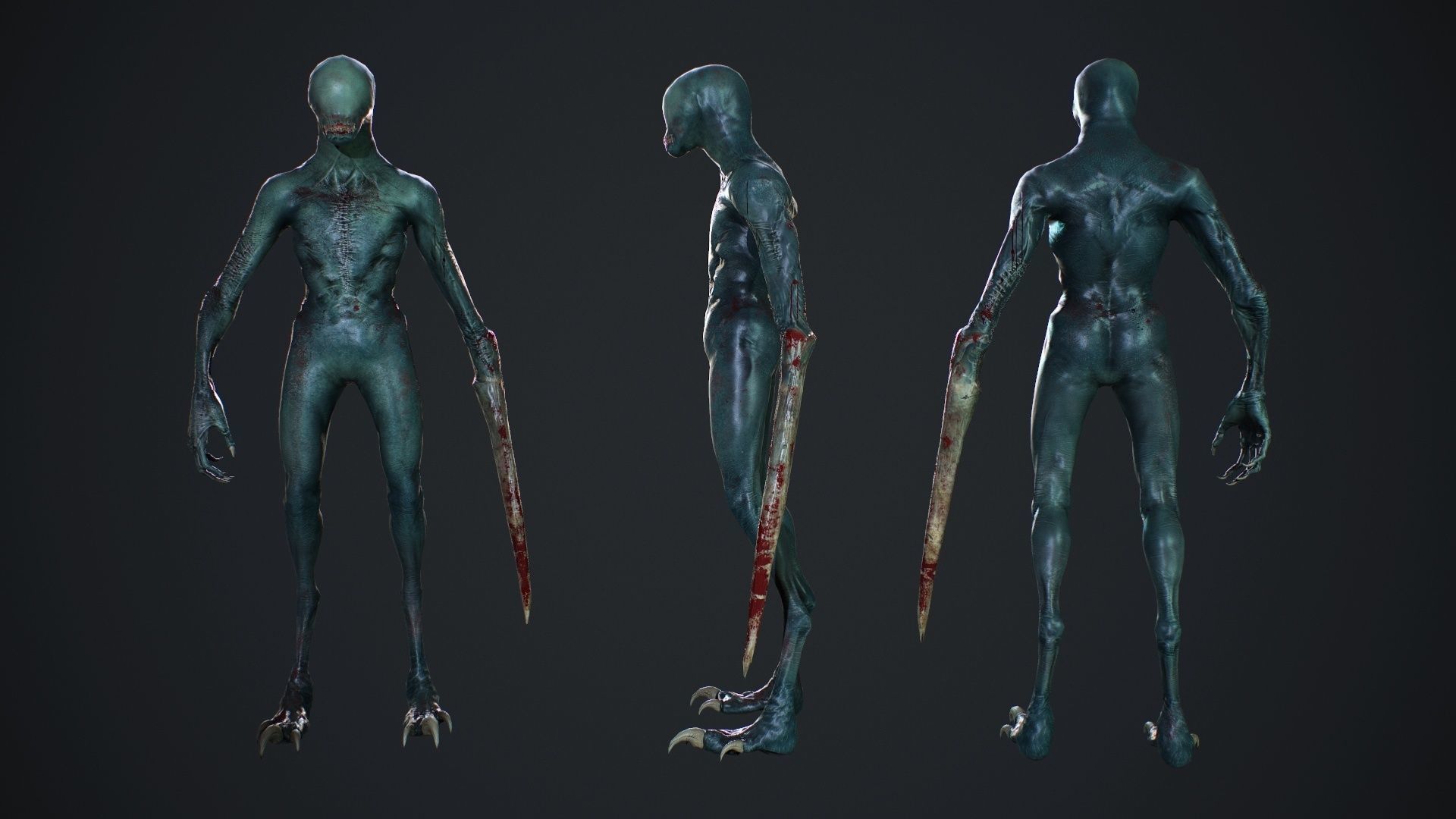 Mutant zombie Low-poly 3D model_7