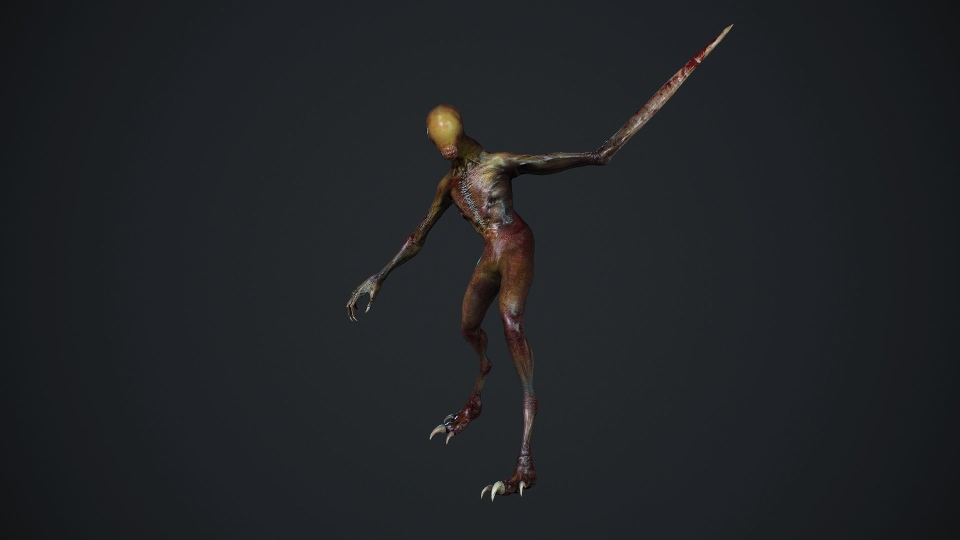 Mutant zombie Low-poly 3D model_17