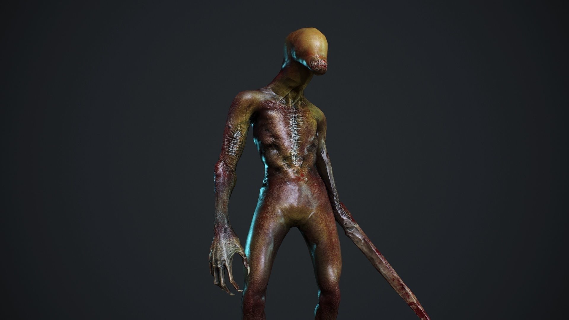 Mutant zombie Low-poly 3D model_16