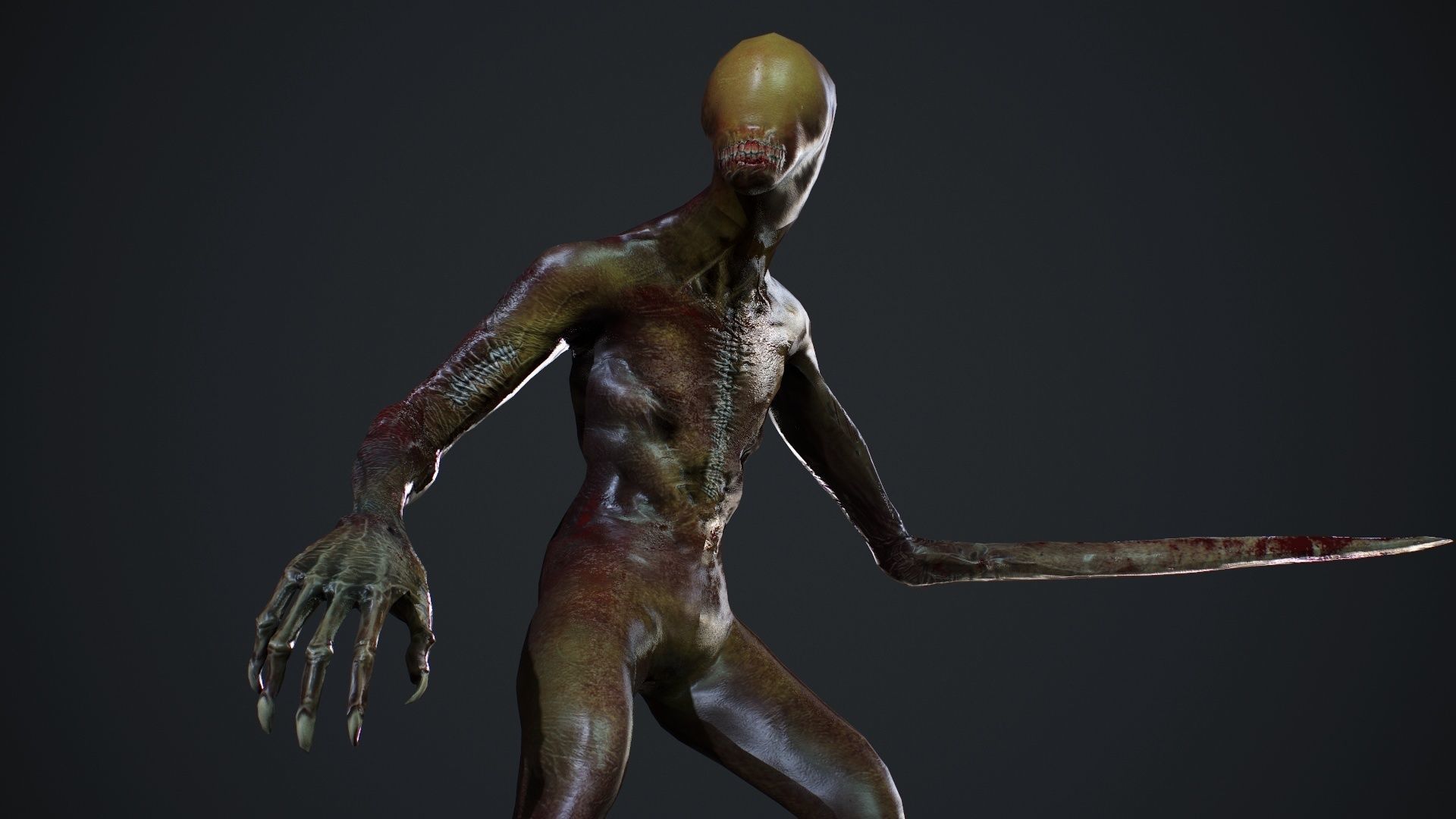 Mutant zombie Low-poly 3D model_19
