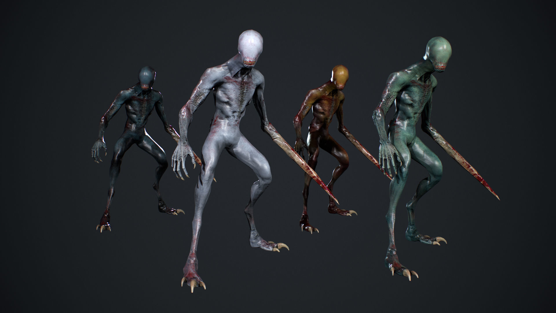 Mutant zombie Low-poly 3D model_4
