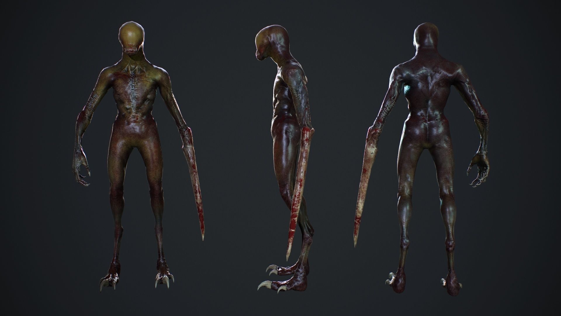 Mutant zombie Low-poly 3D model_8