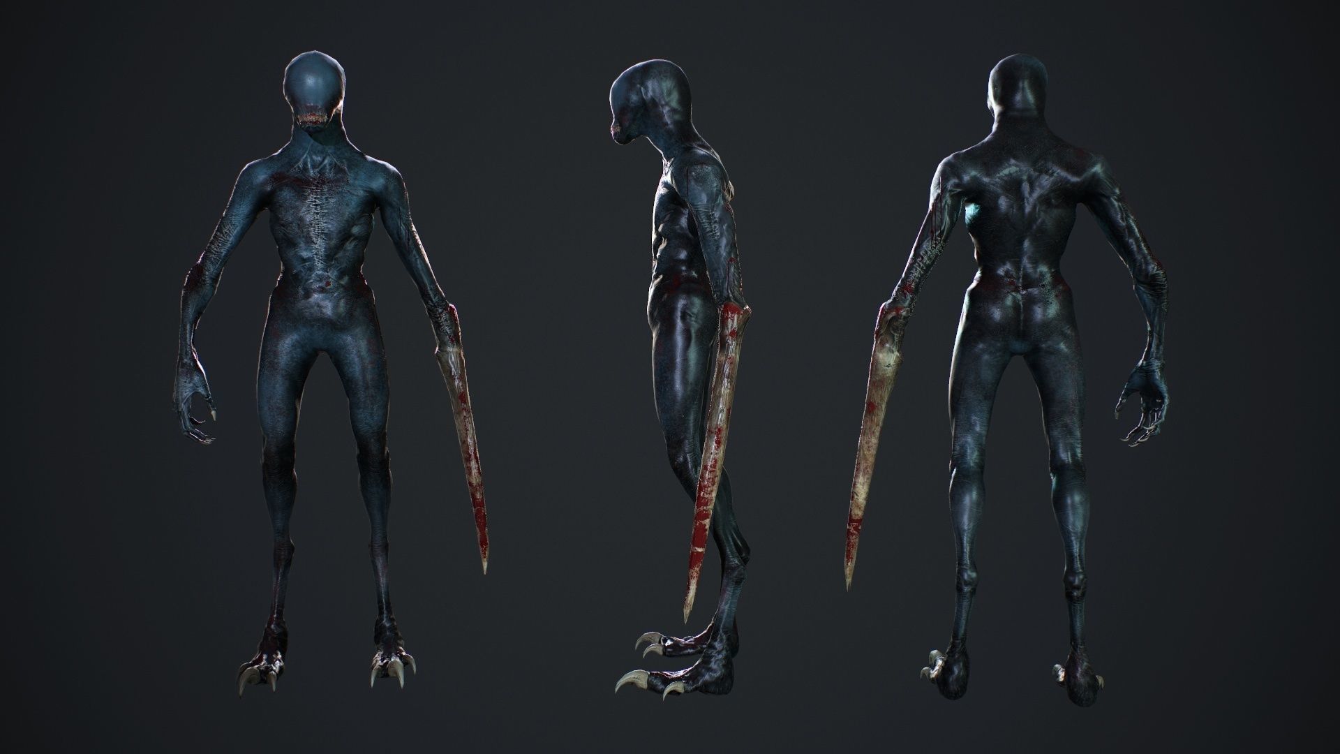 Mutant zombie Low-poly 3D model_6