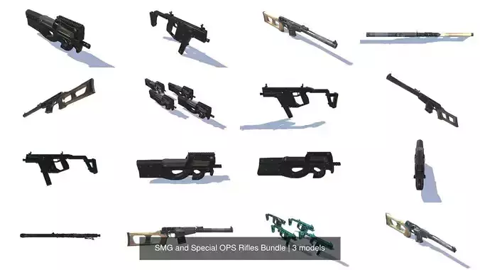 SMG and Special OPS Rifles Bundle 3D Model Collection