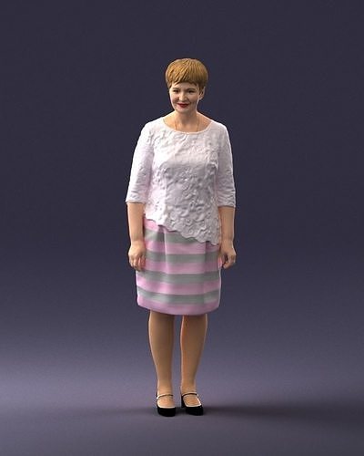 Middle-aged woman in white blouse 0107 3D Print Ready 3D print model