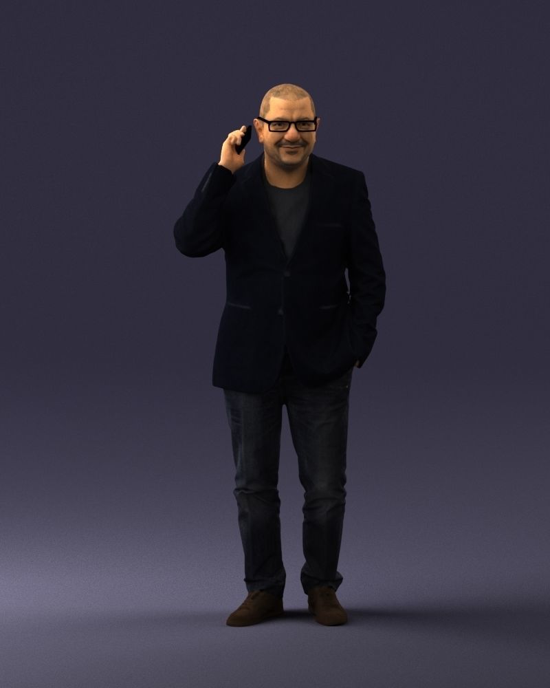 Man is talking on the phone 0287 3D model_3