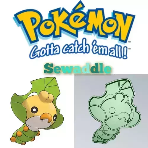 Amazing Pokemon Sewaddle Cookie Cutter Stamp Cake Decorating  3D model