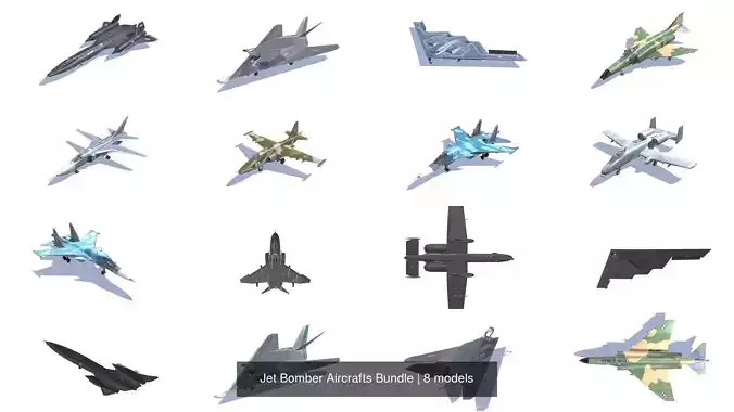 Jet Bomber Aircrafts Bundle 3D Model Collection