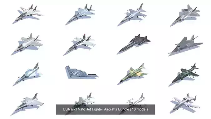 USA and Nato Jet Fighter Aircrafts Bundle 3D Model Collection