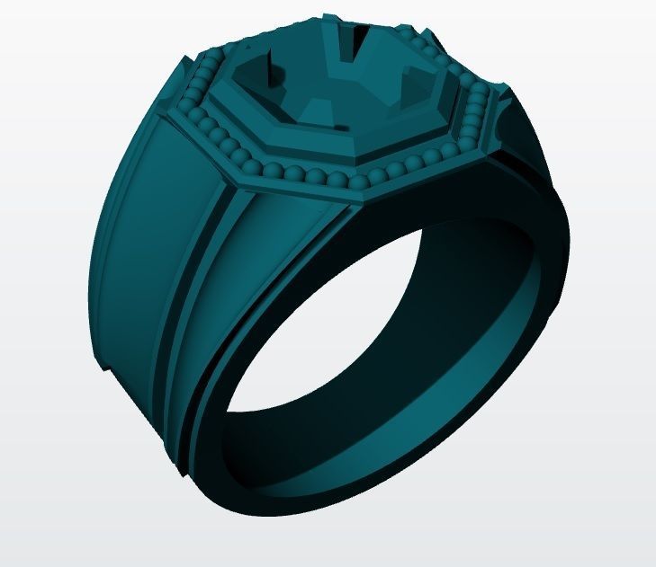 Octagon Ring for Men 3D print model_4