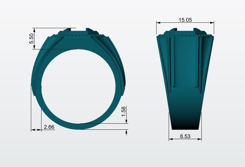 Octagon Ring for Men 3D print model_7