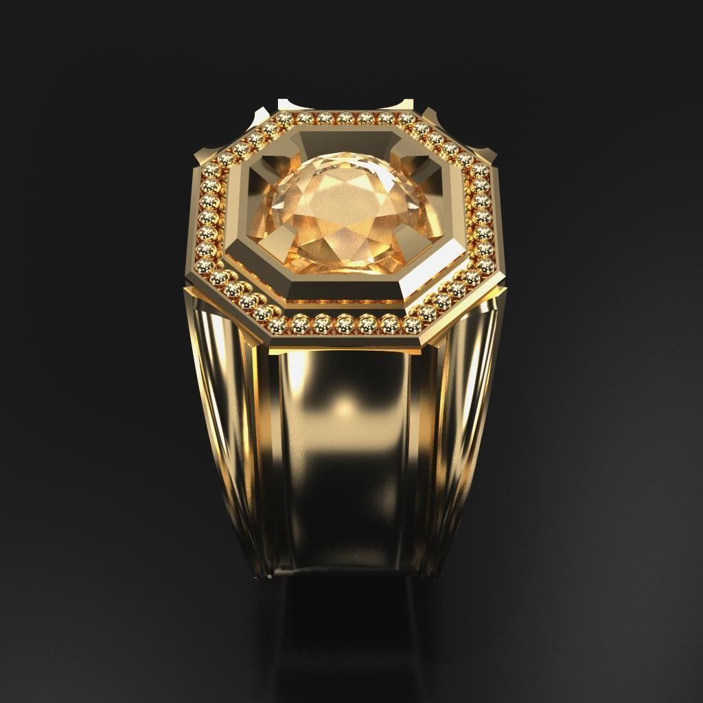 Octagon Ring for Men 3D print model_1