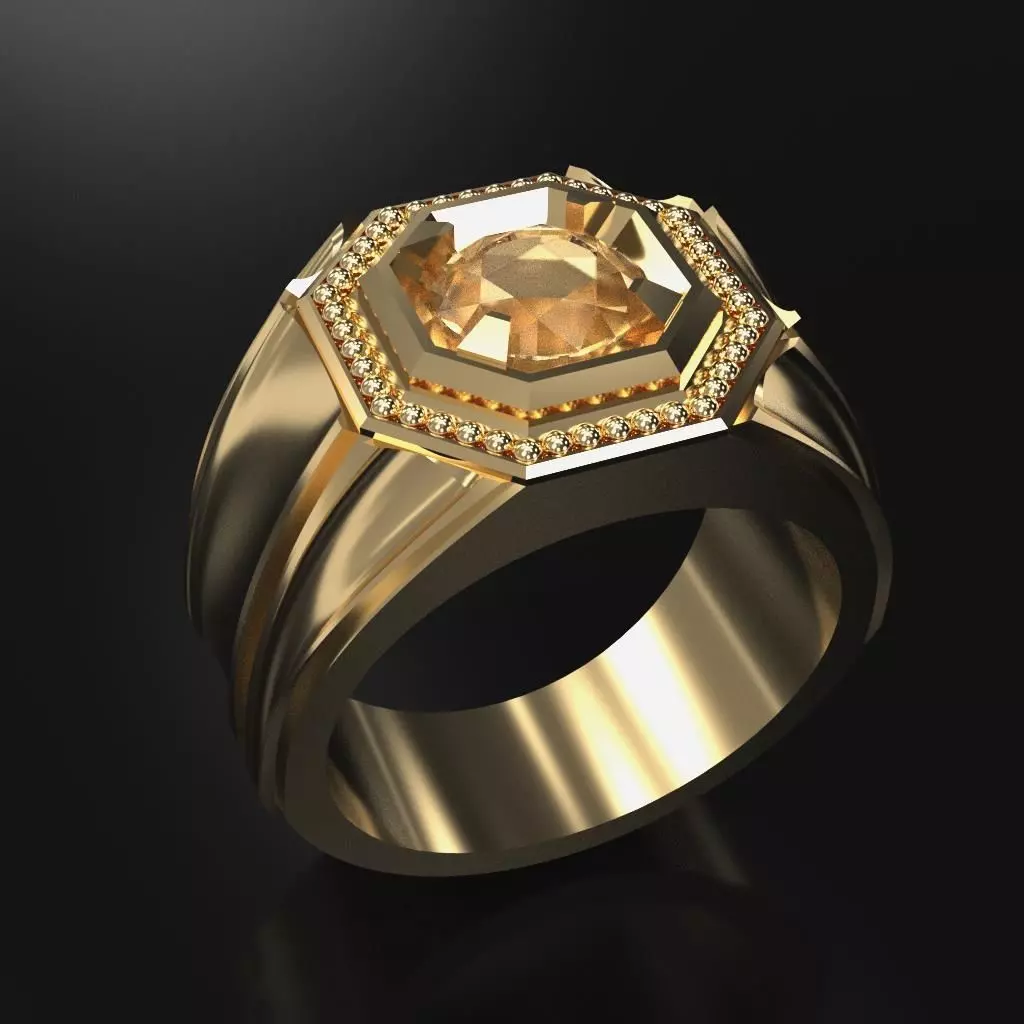 Octagon Ring for Men 3D print model_0