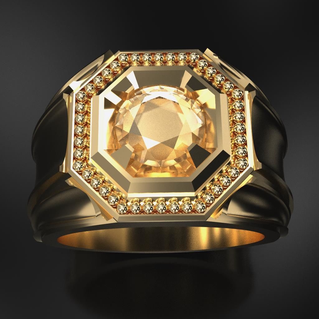 Octagon Ring for Men 3D print model_2