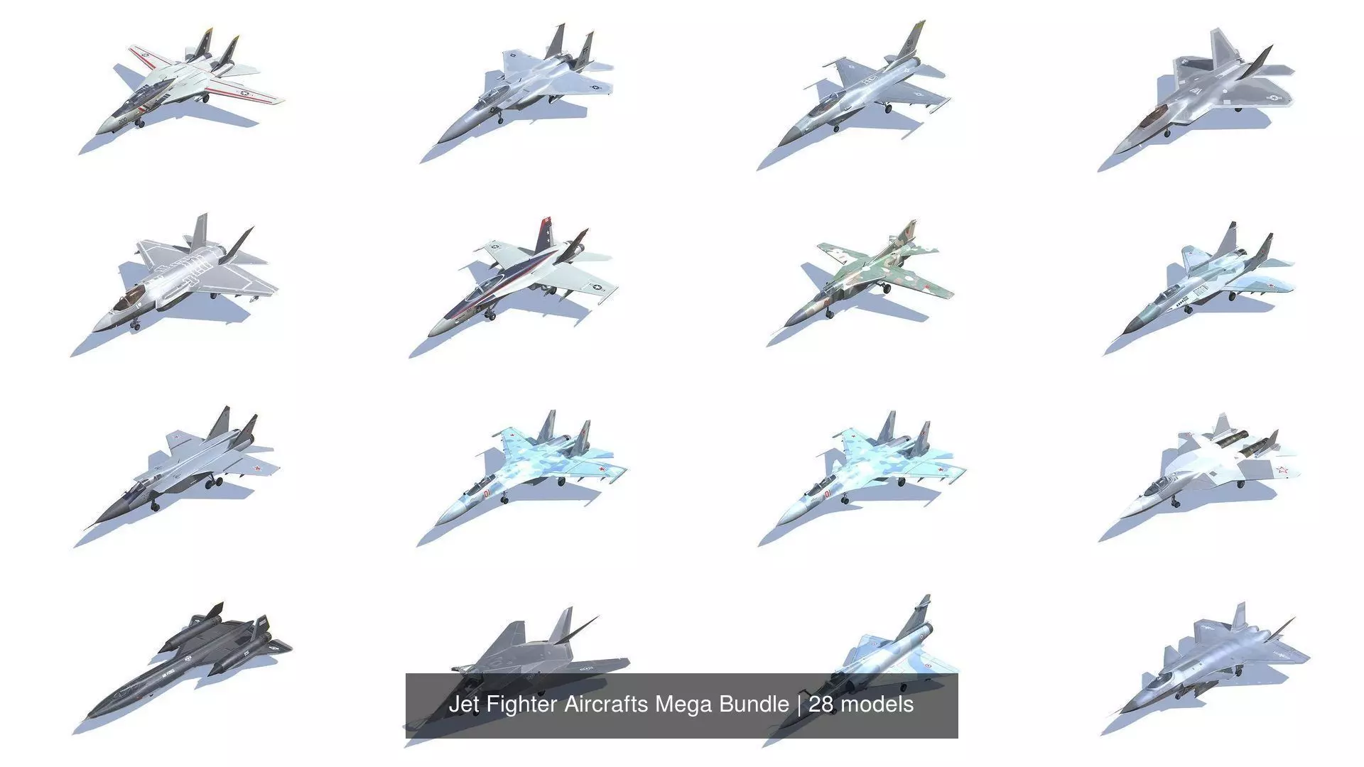 Jet Fighter Aircrafts Mega Bundle 3D Model Collection_0