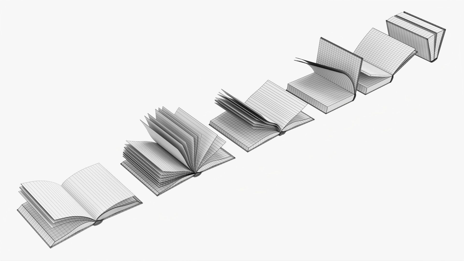 Open books composition 3D model_5