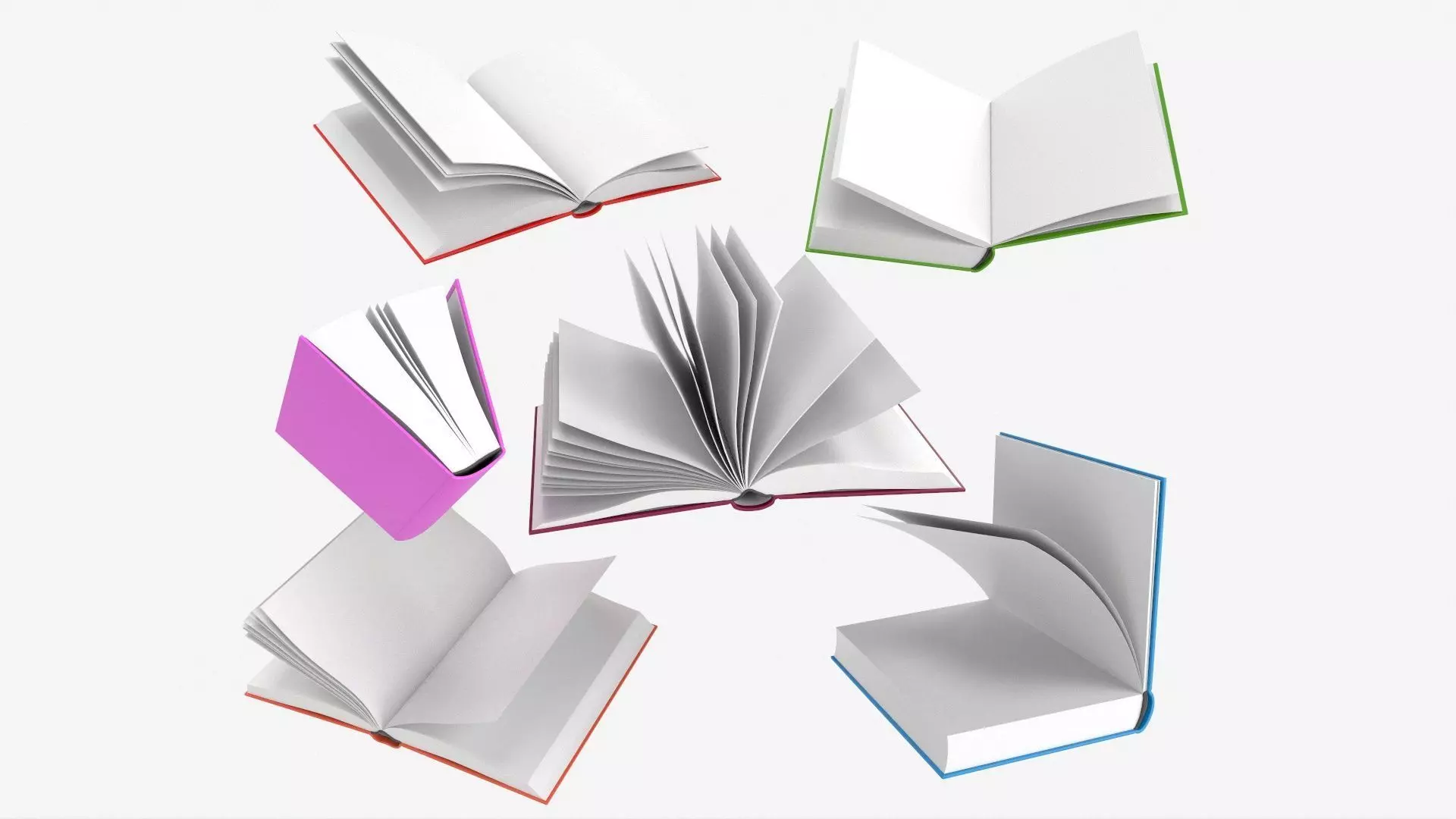 Open books composition 3D model_0