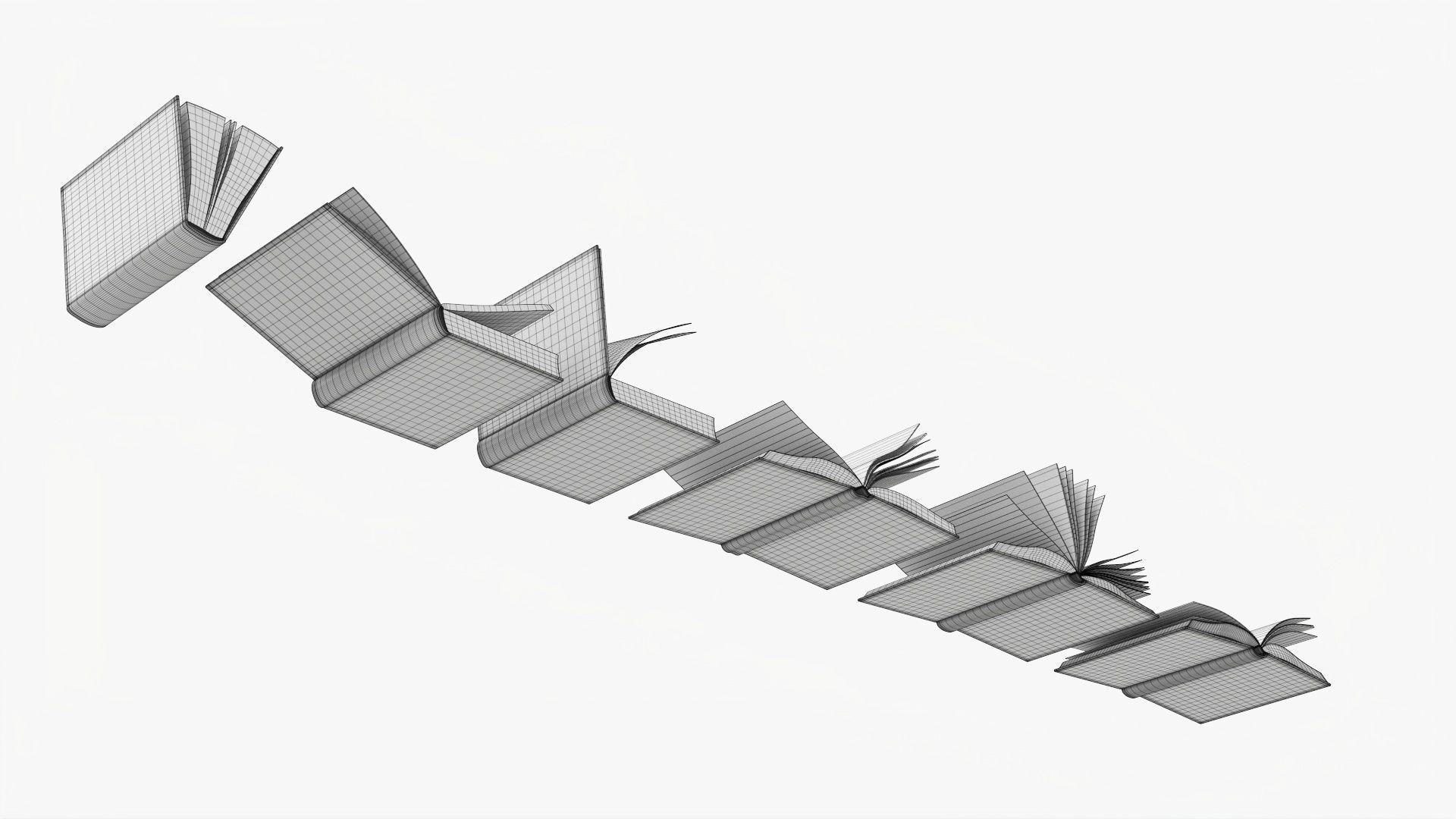 Open books composition 3D model_7