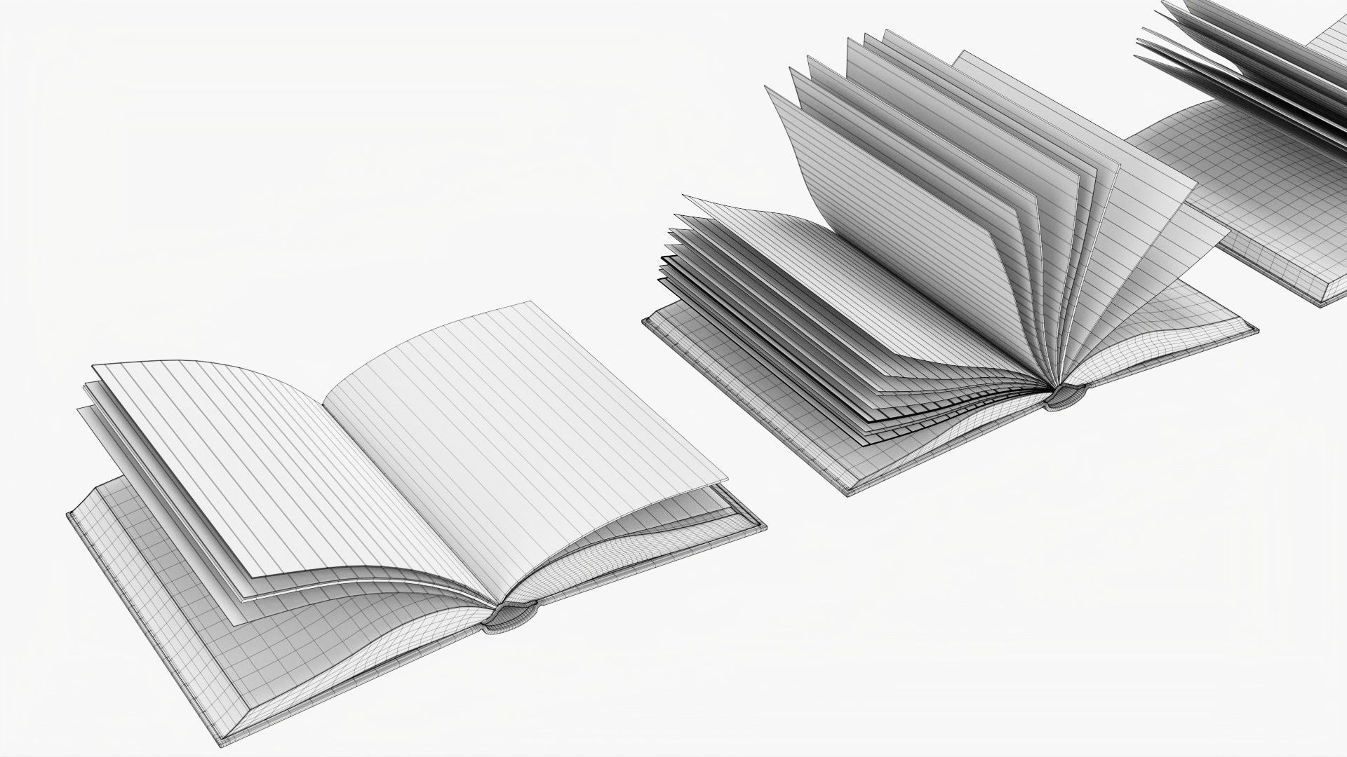 Open books composition 3D model_6