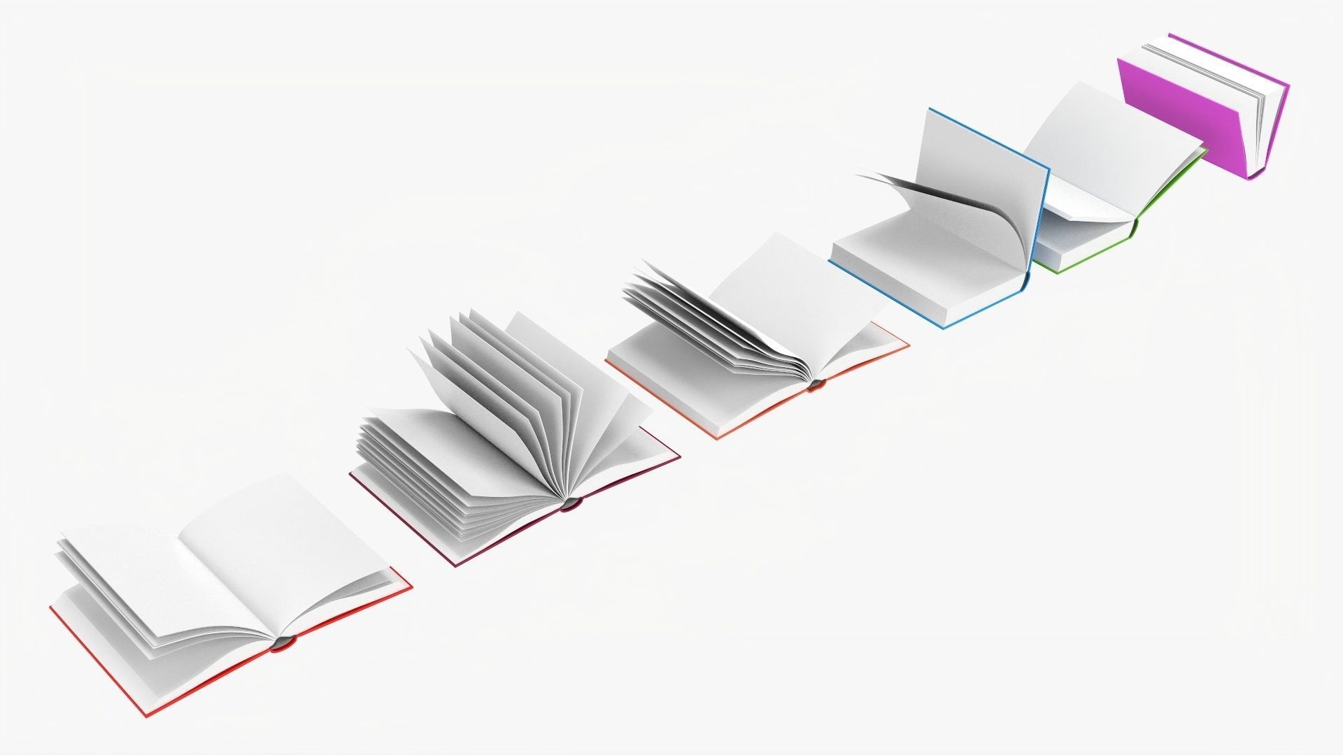 Open books composition 3D model_1