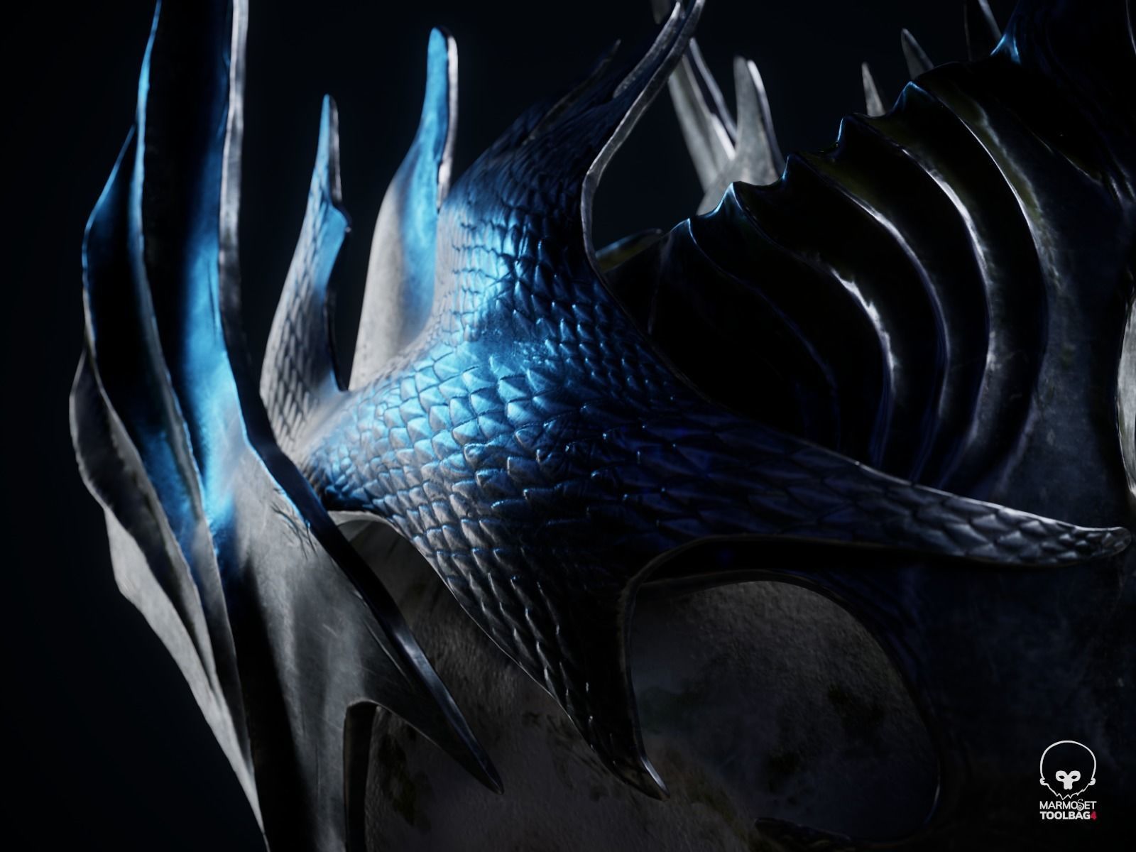 Skull with Circlet Low-poly 3D model_4