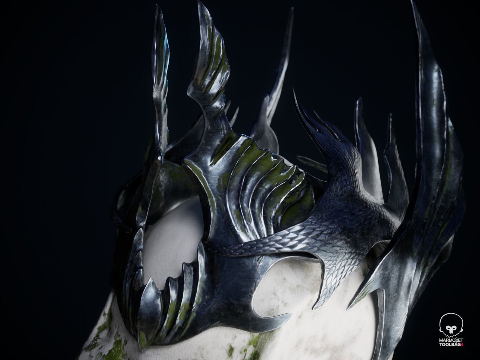 Skull with Circlet Low-poly 3D model_5