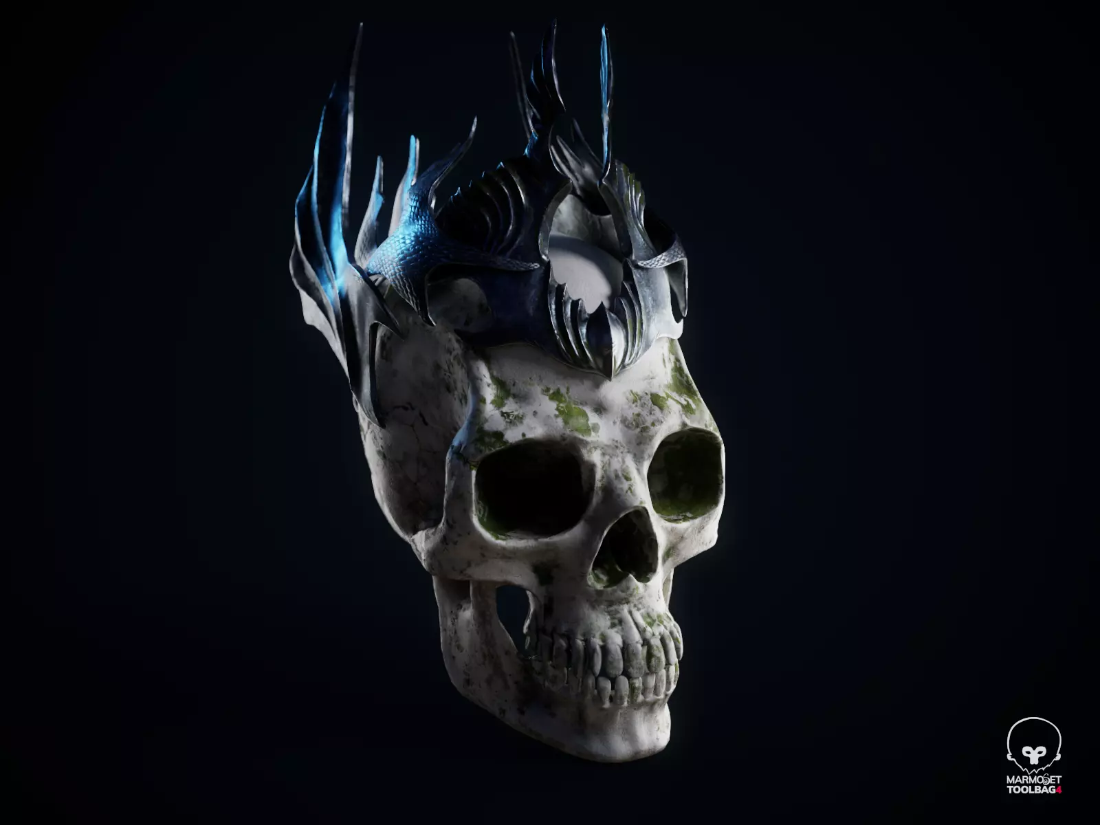 Skull with Circlet Low-poly 3D model_0