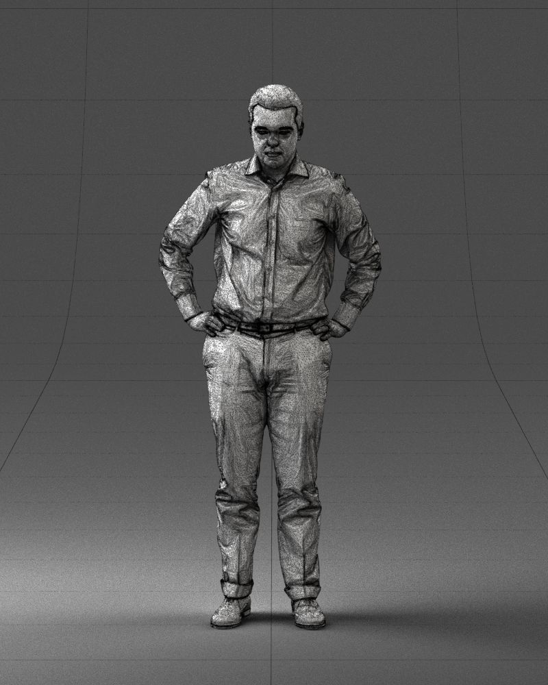 000348 Business Casual Man Low-poly 3D model_3