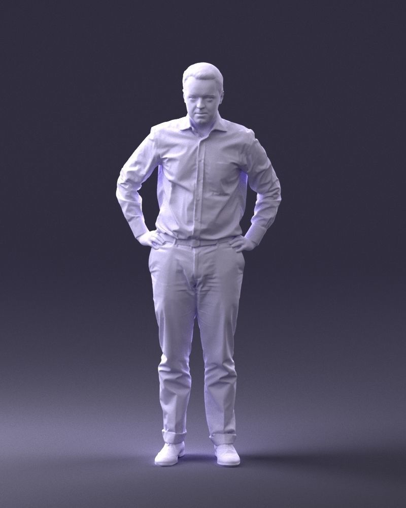 000348 Business Casual Man Low-poly 3D model_2