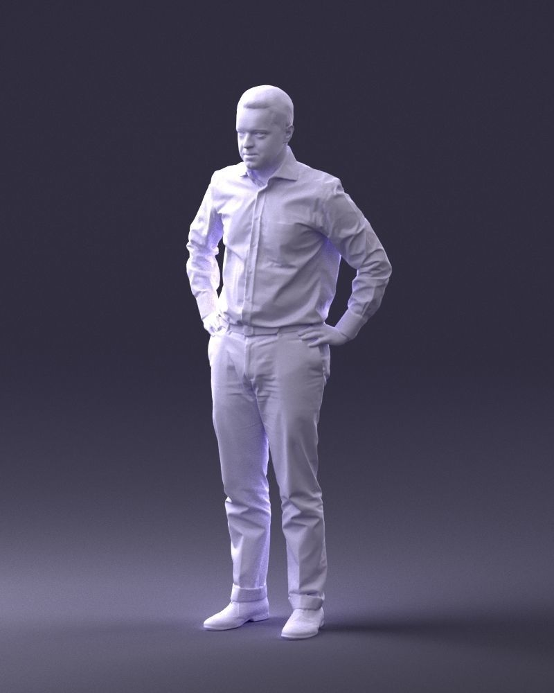 000348 Business Casual Man Low-poly 3D model_32